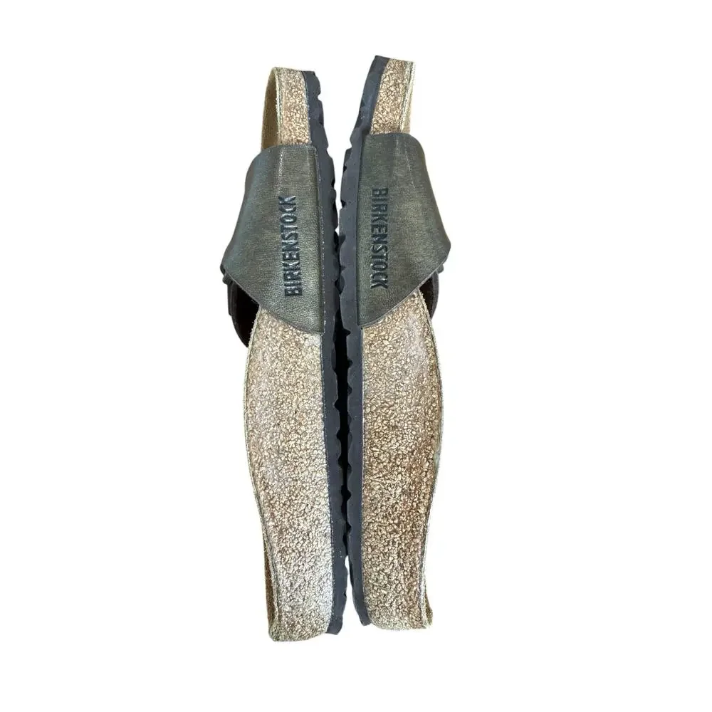 Birkenstock Madrid Metallic Anthracite Birko-Flor Slide Sandals 38/ 7-7.5 Narrow
